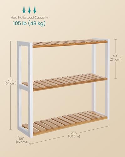 SONGMICS Bamboo Bathroom Shelf, 3-Tier Adjustable Plants Rack