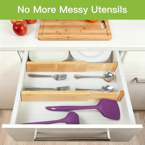 Utoplike Bamboo Dresser Drawer Dividers, Expandable Organizer for Clothing