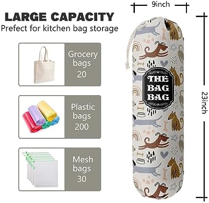 The Bag Bag Grocery Bags Holder Organizer, Wall Mount Plastic Storage Container Dispenser, Pet Lovers' Home Kitchen Bags, Ideal Gifts For Women, Dog Mom, Dad