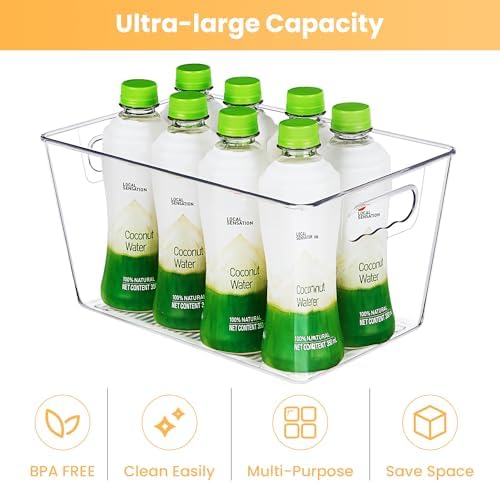 YIHONG Clear Pantry Storage Organizer Bins, 20 Pack Plastic Food Storage Bins with Handle for Kitchen,Refrigerator, Freezer,Cabinet Organization and Storage