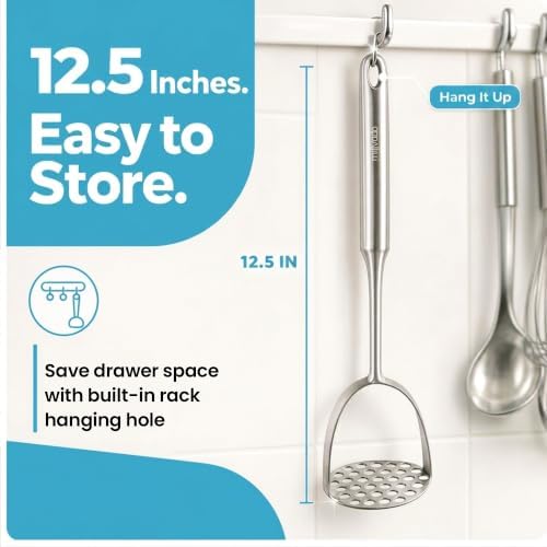Millvado Potato Masher Stainless Steel, Mashed Potatoes - 12.5 In. Utensil