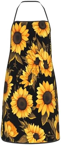 Cooking Chef Apron with Pockets BBQ Kitchen Work Waterproof for Gardening and Salon,Size 20.4x28.3 Inch