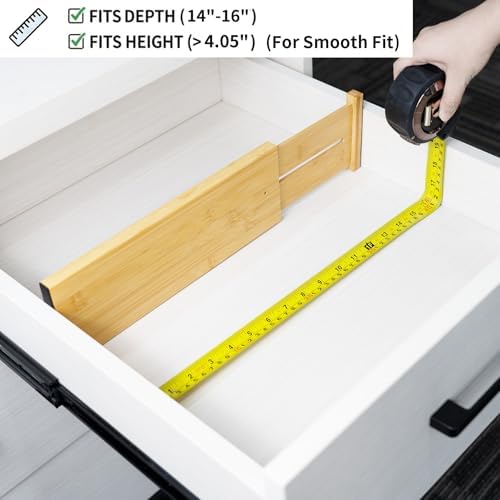 Utoplike Bamboo Drawer Organizer, 4" H Dresser Drawers Dividers for Clothes