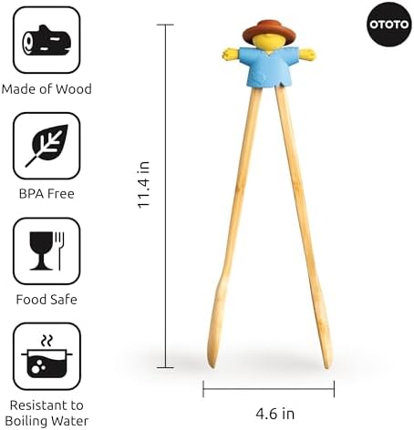 NEW - OTOTO Sal Scarecrow Salad Tongs (2-Piece) - Wooden Tongs Set, Food Safe Toaster Tongs for Serving, Cute Kitchen Tongs, Cool Kitchen Gadgets Accessories, Funny Gifts, Mini Tongs (Blue)