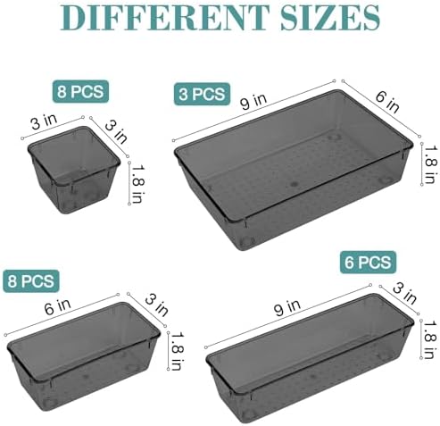 25 PCS Drawer Organizer Set, 5 Size Bathroom and kitchen organizer Trays