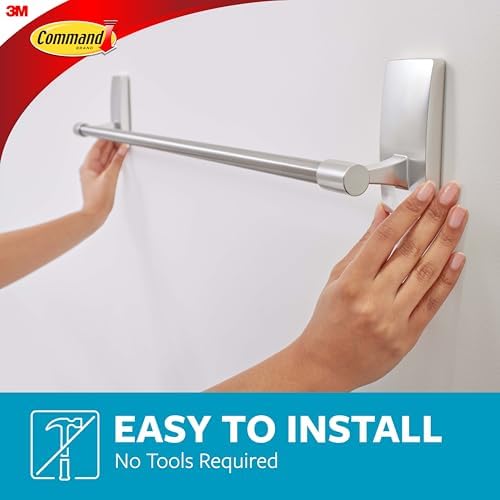 Command Bath Towel Bar, Satin Nickel, 1 Towel Bar, 4 Strips