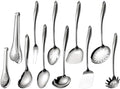 304 Stainless Steel Cooking Utensils Set, 11 PCS Long Large Metal Cooking Utensil Tools Set, Mirror Polished Kitchen Gadget Cookware and Kitchen Tool Set, Dishwasher Safe