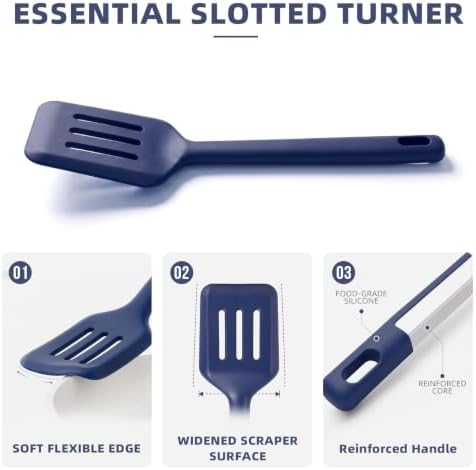 Kitchen Utensils Set 6 PCS,Silicone Cooking Utensils Set Spatula Set,446℉ Heat Resistant Cooking Utensils,Tongs,Spoon,BPA Free Kitchen Gadgets Appliances for Non-Stick Cookware,Home Essential(BLUE-6P)