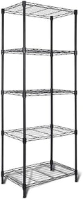 Whitmor 5 Tier Storage Shelves, Heavy Duty Metal Shelving, 200 lbs Capacity per Shelf, 1000 lbs Total, Easy Assembly for Kitchen, Garage, Plant, 18" L x 12" W x 50" H, Black