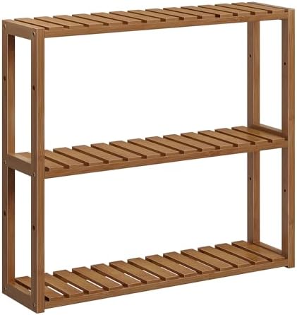 SONGMICS Bamboo Bathroom Shelf, 3-Tier Adjustable Plants Rack