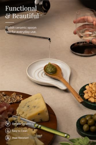 LAUCHUH Spoon Rest for Stove Top, Ceramic Spoon Holder for Kitchen Counter