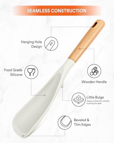 Badiano Silicone Cooking Spoon for Nonstick Cookwares, Multi-function,11.4"