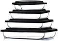 EATEX 8-Piece Deep Glass Casserole Dishes for Oven with Plastic Lids, Glass Baking Dishes for Oven, Rectangular Bakeware for Lasagna, Cooking, Leftovers, Kitchen, Freezer to Oven Dishwasher Safe