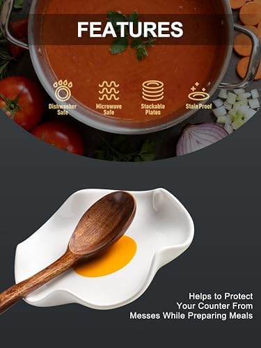 Miamolo Ceramic Spoon Holder for Stove Top, Fits Ladles & Spatulas, No Mess