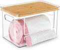 Stackable Trash Bag Dispenser with Wooden Top for Holding 13/30/33-Gallon Large Bag Sizes – Extra-Large Garbage Bag Holder with Anti-Slip Base, Trash Bag Dispenser Under Sink (11.5"x7.5"x7")