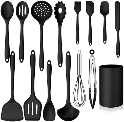 Homikit Silicone Cooking Utensil Set, 15pcs Kitchen Utensils with Holder