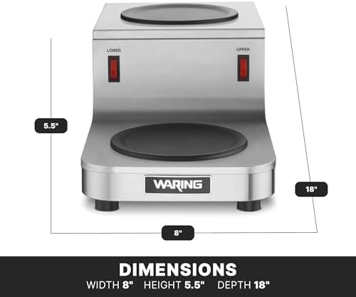 Waring Commercial WCW20R Café Deco Double Coffee Carafe Warmer, Step Up Style, 120V, 5-15 Phase Plug