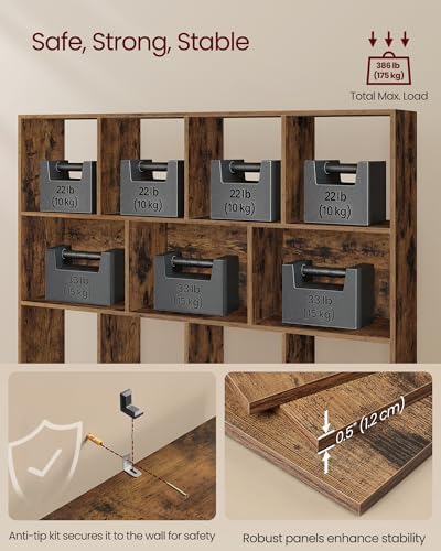 VASAGLE Bookshelf, 11 Cubes Storage Organizer, 49.6 x 9.5 x 39.4 Inches