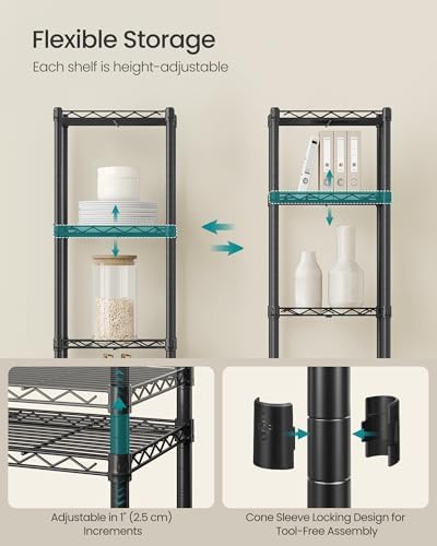 SONGMICS 5-Tier Bathroom Shelf, Storage Rack for Small Space