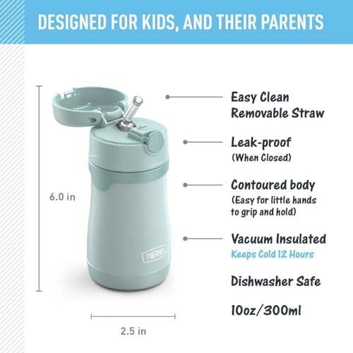 THERMOS BABY 10 ounce Stainless Steel Vacuum Insulated Straw Bottle, Mint