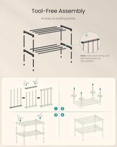 SONGMICS Shoe Rack, 2-Tier Stackable Metal Shoe Organizer, 17.7" Wide