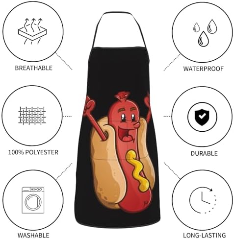 Sigouyinei Waterproof Kitchen Apron For Women Men Soft Bib Work With Pocket