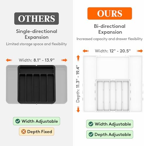 Lifewit Expandable Silverware Drawer Organizer, Utensil Tray for Kitchen