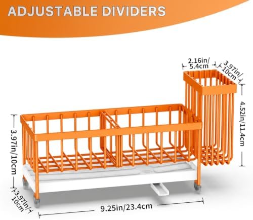 Cisily Sponge Holder for Kitchen Sink, Sink Caddy Organizer with High Brush Holder, Kitchen Countertop Organizers and Storage Essentials (Orange, 9.25″)