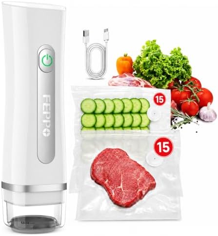 FEPPO Vacuum Sealer for Food with Visible Water Tank, 30 Reusable Bags
