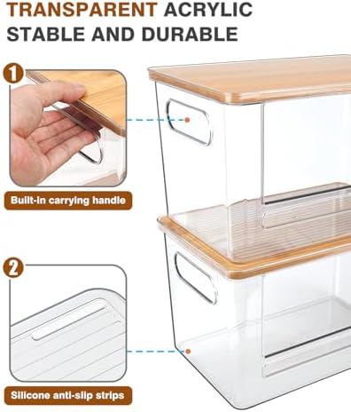 Trash Bag Holder, Acrylic Garbage Bag Dispenser with Bamboo Top
