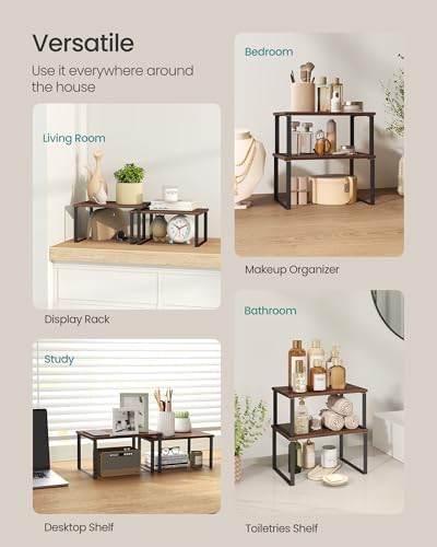 SONGMICS Cabinet Organizer Shelf, Set of 2 Spice Rack, Kitchen Storage