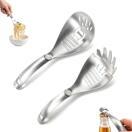 5-in-1 Stainless Steel Cooking Spoon, Multipurpose Stainless Steel Kitchen Spoon, Egg Yolk Separator, Potato Garlic Masher, Grater Plate, Bottle Opener & Slotted Spoon