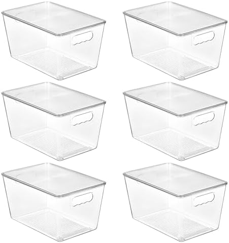 Vtopmart 6 Pack Clear Stackable Storage Bins with Lids and Handles, Large
