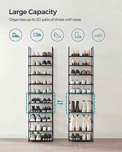 SONGMICS Shoe Rack, 10-Tier Shoe Shelf, Shoe Storage Organizer