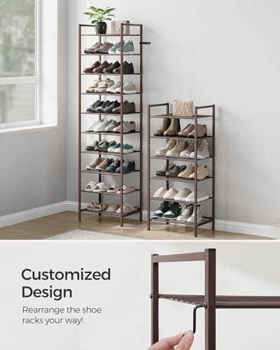 SONGMICS 8-Tier Metal Shoe Rack, Vertical Shelf, Holds up to 18 Pairs