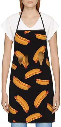 Sigouyinei Waterproof Kitchen Apron For Women Men Soft Bib Work With Pocket