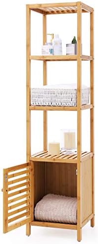 SONGMICS Bamboo Bathroom Shelf, 4-Tier Storage Cabinet