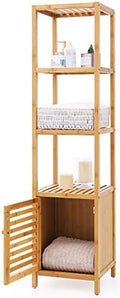 SONGMICS Bamboo Bathroom Shelf, 4-Tier Storage Cabinet