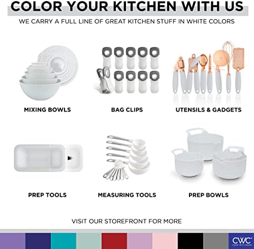COOK WITH COLOR Silicone Cooking Utensils, Kitchen Utensil Set, Easy to Clean Silicone Kitchen Utensils, Cooking Utensils for Nonstick Cookware, Kitchen Gadgets Set, Standard, White
