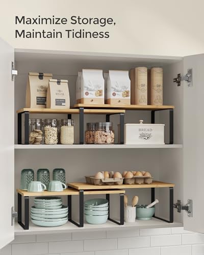 SONGMICS Cabinet Organizer Shelf, Set of 2 Spice Rack, Kitchen Storage