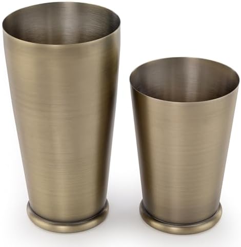 Barfly Cocktail Shaker Set with Weighted Bottom, Deluxe 18 and 28 oz, Antique Gold