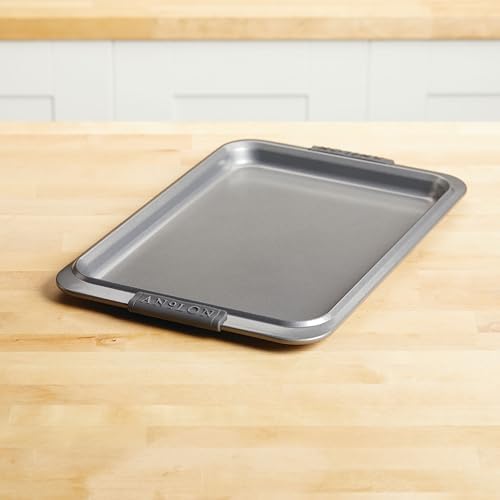 Anolon Advanced Nonstick Bakeware with Grips, Nonstick Cookie Sheet / Baking Sheet - 10 Inch x 15 Inch, Gray