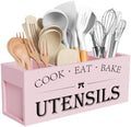 Suli Extra Large Utensil Holder Countertop for Kitchen Counter,Wood,Pink