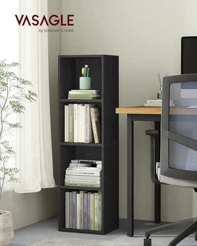 VASAGLE Bookshelf, 4-Tier Bookcase, 11.8 x 9.5 x 41.7 Inches