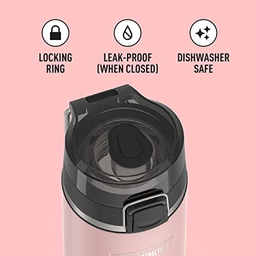 THERMOS ICON SERIES Stainless Steel Water Bottle with Spout - 24 Ounce, Sunset Pink - Vacuum Insulated Water Bottle with Lid