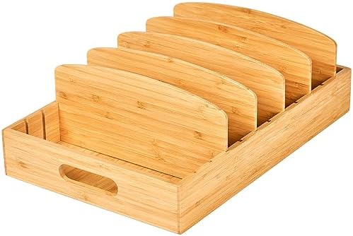Umilife Extra Large Bamboo Food Container Lid Organizer for Kitchen Cabinet