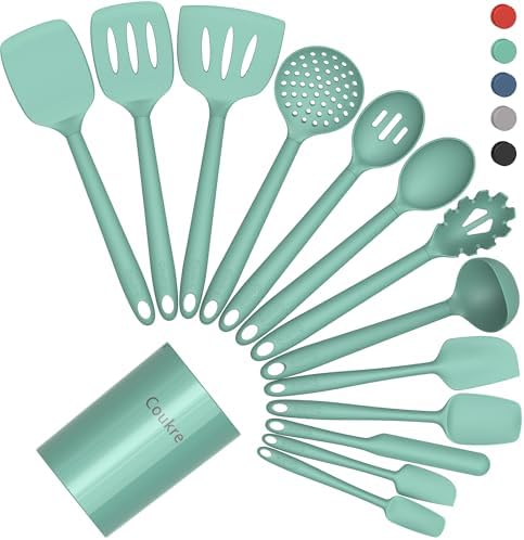 Coukre Silicone Kitchen Cooking Utensils Set, Heat Resistant, 14-Piece