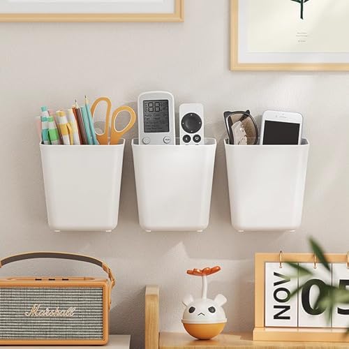 4 Pack Cabinet Door Organizer, Self Adhesive Wall Mount Storage Bins, No Drilling Food Grade ABS plastic for Kitchen, Bathroom, Refrigerator, Wardrobe, Under Sink, Desktop Sundries