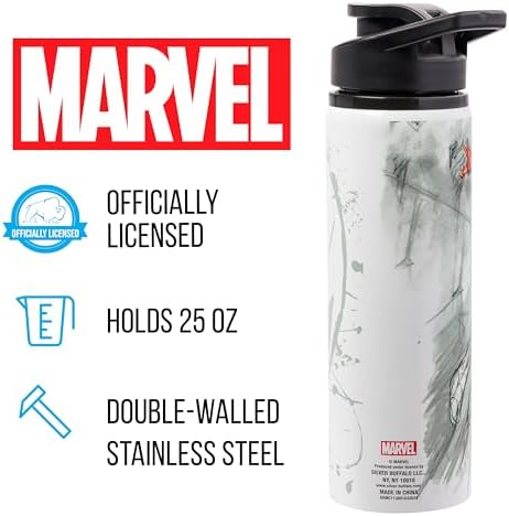 Silver Buffalo Marvel Spider-Man, Stainless Steel Water Bottle, 25oz
