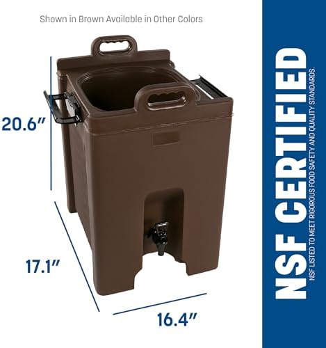 Carlisle FoodService Products Cateraide Insulated Beverage Dispenser with Handles for Catering, Kitchen, and Restaurants, Plastic, 10 Gallons, Brown